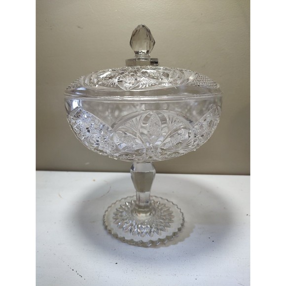 Vintage EAPG Lidded Candy Dish As Is Large 2 Piece Elegant - Picture 2 of 16